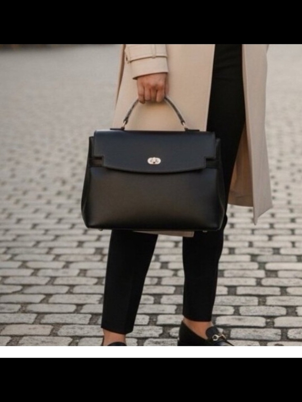 Cavalli Class Black Structured Top-Handle Satchel